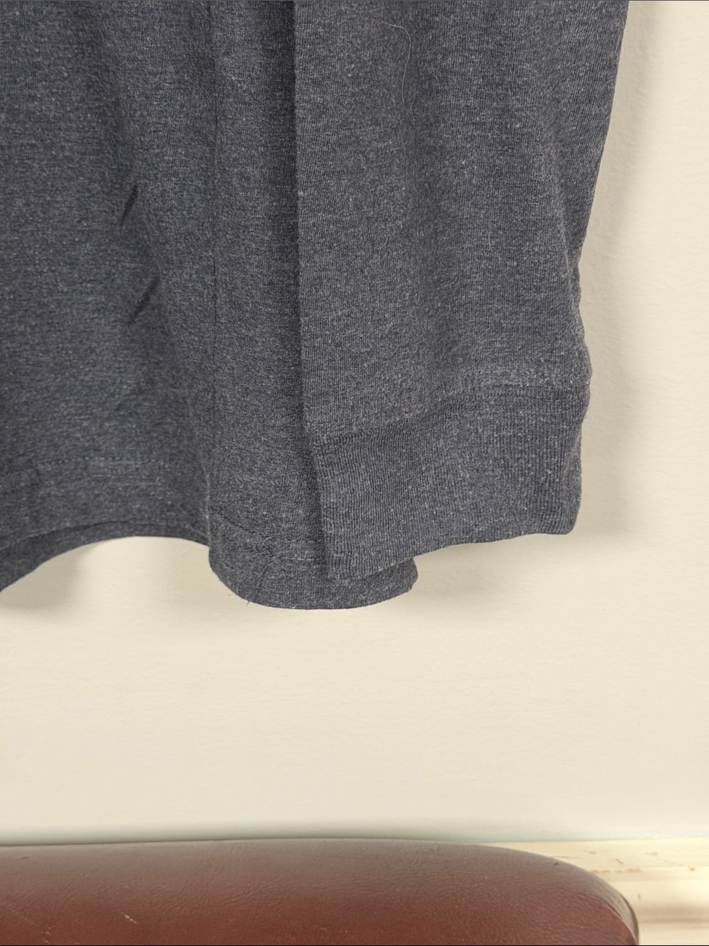 Blue Mountain Men's Heather Gray Long Sleeve Cotton Blend Tee, M - Picture 4 of 7